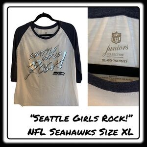 “Seattle Girls Rock” Seahawks NFL Silver & Navy Size XLarge